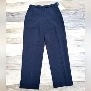 Josephine Chaus retro chic true navy, pin striped cuffed dress pant trousers,  8